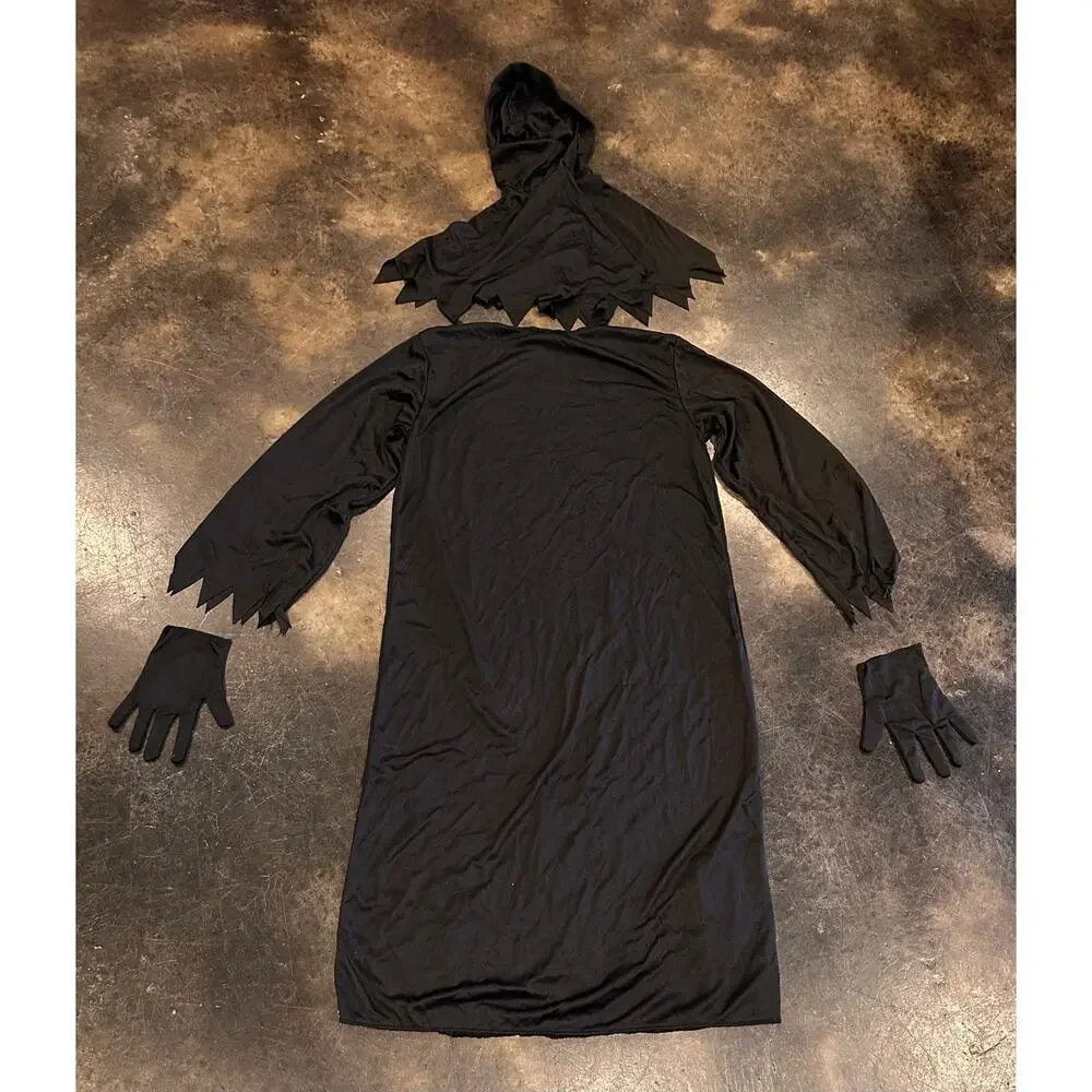 Grim Reaper Glow In The Dark Halloween Costume With Scythe Kids Size 12/14